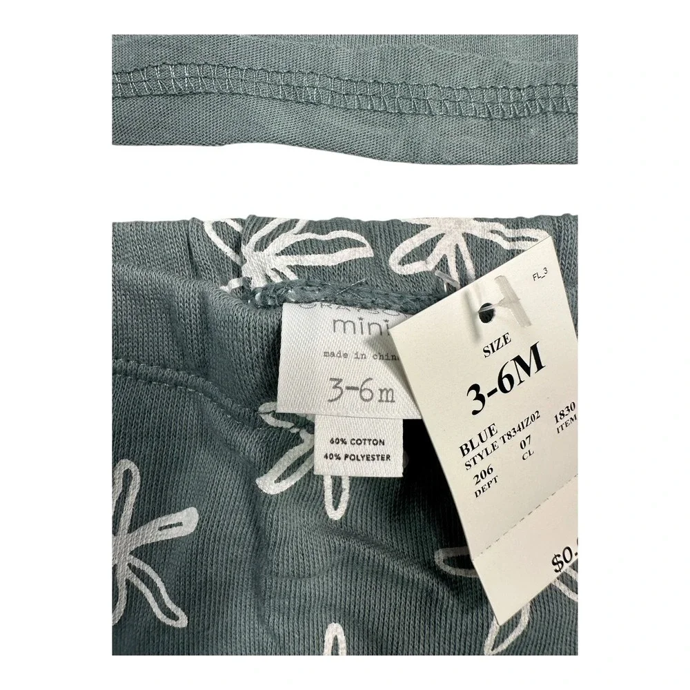 GRAYSON Mini Gray Blue Floral‎ T-Shirt & Pants Set - Size 3-6M - NWT